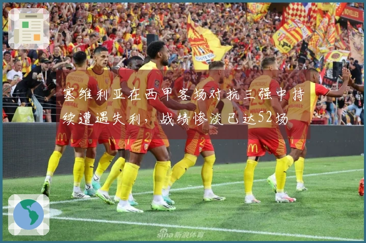 塞维利亚在西甲客场对抗三强中持续遭遇失利，战绩惨淡已达52场